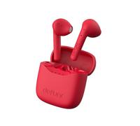Defunc True Lite Rouge - Écouteur sans Fil Bluetooth 5.3 Hi-FI Son Stéréo, Contrôle Tactile, Microphones Intégrés, 20 Heures Durée de Lecture, USB-C Charge, pour iOS et Android Telephone