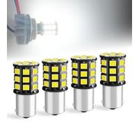 Defvnsy Ampoule P21W LED 1156 BA15S 6000K Blanc Feux de Recul, Pack de 4 | 12V-24V DC, Sans Polarité, Ampoule LED Voiture Interieur pour Feux de Jours, Feux Stop, 33SMD 2835 avec 7506 R5W R10W 12498