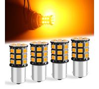 Defvnsy - Lot de 4 - Ampoule P21W LED 1156 BA15S Ampoules Clignotant Orange | 12V-24V DC, Sans Polarité, Ampoule LED Voiture Ambre pour Indicator, Feu Arrière Latéral, 33SMD 2835 avec 7506 R5W R10W 12498