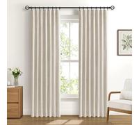 DEFYNEE 100% Rideau Occultant Lot de 2 H200xL140cm Crème | Aspect Lin, Thermique, 4 Modes d'Accroche, Pour Tringles & Rails, Anti-Bruit, Chambre & Salon, 20 Clips Inclus