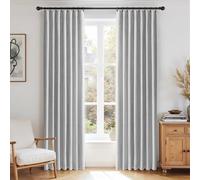 DEFYNEE Rideaux occultants Opaques - Lot de 2 - L140 x H260 cm - avec 20 Clips - pour Chambre à Coucher & Salon - Design Lin, Gris