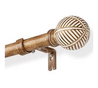 DEFYNEE Tringle à rideaux à effet bois extensible 76-152cm - 25mm avec âme métallique et imitation de grain de bois, compatible avec œillets, tringle extensible pour fenêtres/portes, brun café