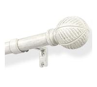 DEFYNEE Tringle à rideaux à effet bois extensible 76-219cm - âme métallique de 25mm avec imitation grain de bois, compatible avec œillets, tringle extensible pour fenêtres/portes, blanc