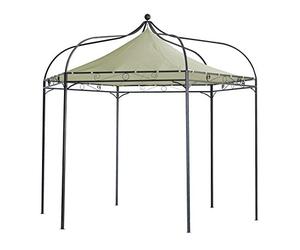 DEGAMO Tonnelle de jardin Modena 6 pans 320 cm, structure en acier solide noir, toit naturel avec revêtement imperméable