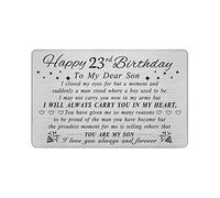 DEGASKEN Carte d'anniversaire 23 ans pour fils, Happy 23rd Birthday Decorations Lui, cadeaux pour homme de 23 ans, carte portefeuille gravée en métal