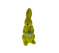 degawo Figurine de lièvre amusante en vert - Plastique floqué avec cœur pailleté, 5,5 x 6 x 13 cm