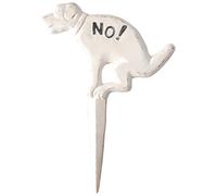 degawo Panneau de jardin « No! » en fonte - Blanc vieilli - À insérer - 23 x 1 x 32 cm - Moulé à la main - Plaque décorative pour protéger la pelouse et les parterres de fleurs