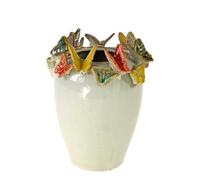 degawo Vase avec papillon blanc en faïence 18,5 cm Décoration d'intérieur moderne et élégante