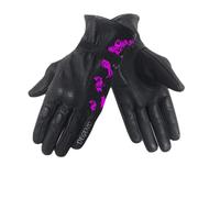 DEGEND Butterfly Lady Noir Violet | Gants Moto Cuir D'Été pour Femmes avec Grilles De Ventilation Et Protection en Foam Tempa - Jointures Et Doigts en TPU - Gants De Moto Homologués Taille M
