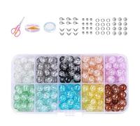 Deger Ensemble de perles en verre pour fabrication de bijoux pour filles, beau collier bracelet, kit de fabrication de bijoux pour filles et adultes, 8 mm