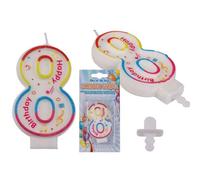 Deggelbam Bougie numérotée de 0 à 9 pour gâteau d'anniversaire / gâteau d'anniversaire / bougie chiffre pour gâteaux/faire de votre gâteau d'anniversaire un véritable accroche-regard (Numéro 8)