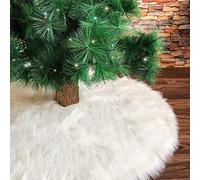 Deggodech 78cm Peluche Jupe Arbre de Noël Blanc Christmas Tree Skirt White Neige Couvre Pied Sapin Noel Jupe d'arbre de Noël pour Décorations de Noël Vacances (Snowy, 30.7inches)