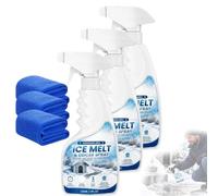Dégivrant multi-surfaces,Spray dégivrant et fondant pour extérieur（3pcs） | Sans danger pour les animaux, fait fondre la glace au contact. Dégage rapidement les marches, terrasses, allées et pare-brise