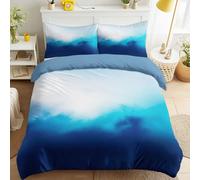 Dégradé Bleu Housse de Couette avec Motif Minimaliste, Douce Légère Facile d'entretien Linge de lit, Ombre Et Lumière Couleur Unie Moderne Parure de Lit 140 x 190 cm pour Chambre Appartement