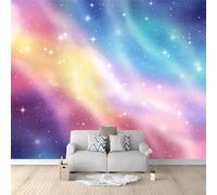 Dégradé De Couleur Arc-En-Ciel De Rêve Éthéré Photo Murale - Étoiles Scintillantes Et Paillettes Thème Papier Peint 350 x 256 cm for Boys' and Girls' Nursery, Baby Bedroom Decor Papier Peint