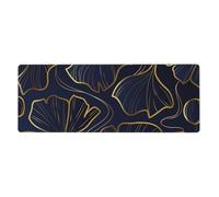 Dégradé doré linéaire avec Feuilles de Ginkgo biloba,Grand Tapis de Souris pour Bureau, Clavier d'ordinateur, avec Base en Caoutchouc antidérapante, 30 x 80 cm