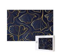 Dégradé doré linéaire avec Feuilles de Ginkgo biloba,Puzzle Familial en Bois de 300 pièces pour Adultes et Adolescents, décoration d'intérieur