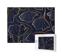Dégradé doré linéaire avec Feuilles de Ginkgo biloba,Puzzle Familial en Bois de 500 pièces pour Adultes et Adolescents, décoration d'intérieur