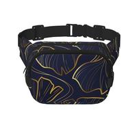 Dégradé doré linéaire avec Feuilles de Ginkgo biloba,Sac Banane carré Double Couche, Sac de Poitrine