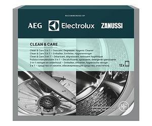 Dégraissant, détartrant, anti-calcaire professionnel Clean & Care pour lave-vaisselle et machine à laver, 3 boîtes de 12 sachets Electrolux