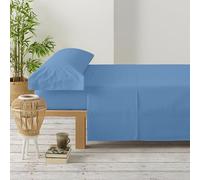 Degrees Home - Collection - Parure de draps 3 pièces - Drap Housse, Drap de Dessus et taie d'oreiller - Lit 135 cm - 100% Polyester - Bleu