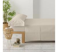 Degrees Home - Parure de lit 4 pièces - Drap Housse réglable, Dessus et taie d'oreiller - Microfibre Polyester Lit 180 cm, Beige
