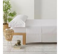 Degrees Home Premium - Parure de lit 140x190 - Drap Housse 140x190 - Drap Plat 140x190-2 taies d'oreiller 70x50, Blanc