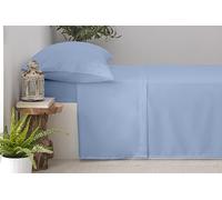 Degrees Home Premium - Parure de lit 160x200 - Drap Housse 160x200 - Drap Plat 160x200-2 taies d'oreiller 80x50, Bleu Clair