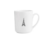 DEGRENNE Mug Tour Eiffel en porcelaine blanche Tasse à café et tasse à thé pour la maison, le bureau et le travail, motif fantaisie de Paris, fabriqué en France - 300 ml