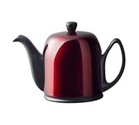 Degrenne Salam Pomme D'Amour Théière française de luxe - Théière en porcelaine avec couvercle en acier inoxydable rouge, bouilloire en céramique pour thé en vrac, infuseur amovible, capacité de 6