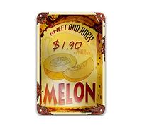 DEGUANG Melon Sweet and Juicy $1.9 Naturally Grow Plaque en métal pour cuisine - Décoration murale de campagne française - Décoration murale pour la cuisine - 20,3 x 30,5 cm