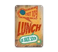 DEGUANG Out to Lunch Be Back Soon Boîte en métal style vintage Décoration artisanale Décoration pour la maison 20,3 x 30,5 cm