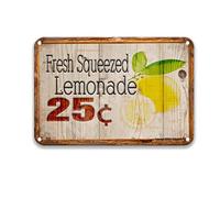 DEGUANG Panneau en métal vintage Fresh Squeezed Lemonade 25 Cents Sense of Art Garage Sign pour Man Cave Garage Decor 20,3 x 30,5 cm