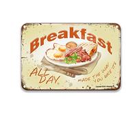 DEGUANG Plaque vintage en étain « Breakfast Made All Day Made You Like It » - Décoration murale vintage pour cuisine de campagne française - Décoration murale pour salon - 20,3 x 30,5 cm