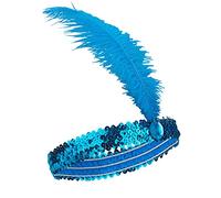 DEGUISE TOI - Bandeau Charleston à Sequins et Plume Bleu Femme - Bandeau - Taille Unique - Bleu - Accessoires pour déguisement - - - Carnaval