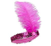 DEGUISE TOI - Bandeau Charleston à Sequins et Plume Rose Fuschia Femme - Bandeau - Taille Unique - Rose - Accessoires pour déguisement - - - Carnaval