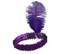 DEGUISE TOI - Bandeau charleston à sequins et plume violette femme - Bandeau - Taille Unique - Violet - Accessoires pour déguisement - - - Carnaval