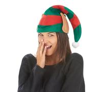 DEGUISE TOI - Bonnet lutin du Père Noël rayé avec oreilles adulte - Bonnet - Taille Unique - Vert - Accessoires pour déguisement - 100% polyester - - Noel