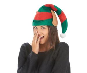 DEGUISE TOI - Bonnet lutin du Père Noël rayé avec oreilles adulte - Bonnet - Taille Unique - Vert - Accessoires pour déguisement - 100% polyester - - Noel