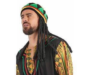 DEGUISE TOI - Bonnet rasta velours avec dreadlocks adulte - Bonnet - Taille Unique - - Accessoires pour déguisement - 100% Polyester - Laver à la main - Carnaval