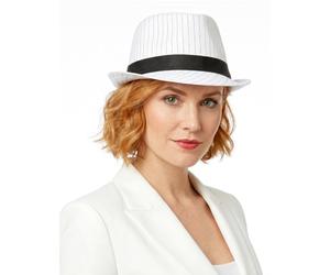 DEGUISE TOI - Chapeau borsalino blanc à rayures noires - Chapeau - Taille Unique - Blanc - Accessoires pour déguisement - - - Carnaval