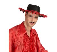 DEGUISE TOI - Chapeau Espagnol Noir et Rouge - Taille Unique - Noir - Accessoires pour déguisement - - - Carnaval