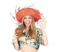 DEGUISE TOI - Chapeau Hawaï orange adulte - Chapeau - Taille Unique - Orange - Accessoires pour déguisement - Paille - - Carnaval