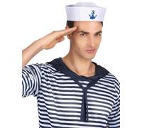 DEGUISE TOI - Chapeau marin homme - Chapeau - Taille Unique - Blanc - Accessoires pour déguisement - 100% Polyester - Lavage à la main - Carnaval