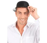DEGUISE TOI - Chapeau melon plastique pailleté noir adulte - Chapeau - Taille Unique - Noir - Accessoires pour déguisement - Plastique - - Carnaval