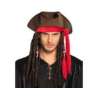 DEGUISE TOI - Chapeau Pirate Marron avec Perruque Adulte - Chapeau - Taille Unique - Marron - Accessoires pour déguisement - 100% Polyester - - Carnaval
