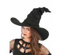 DEGUISE TOI - Chapeau sorcière velours noir adulte - Chapeau - Taille Unique - Noir - Accessoires pour déguisement - 100% Polyester - - Halloween-carnaval
