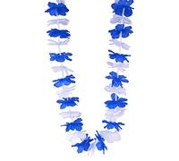 DEGUISE TOI - Collier hawaï supporter bleu et blanc adulte - Collier - Taille Unique - Bleu - Accessoires pour déguisement - 100% Polyester - Lavable à la main - Carnaval