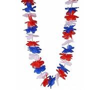 DEGUISE TOI - Collier hawaï tricolore supporter France adulte - Collier - Taille Unique - - Accessoires pour déguisement - Tissu, plastique - Laver à la main -