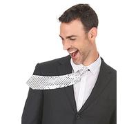 DEGUISE TOI - Cravate argentée avec sequins adulte - Cravate - Taille Unique - Argenté - Accessoires pour déguisement - Polyester - -